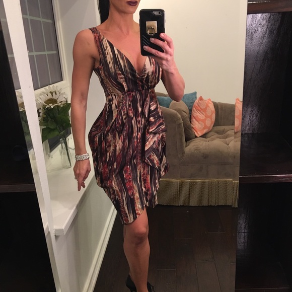 H&M multi color silky ruffle dress - Picture 4 of 8